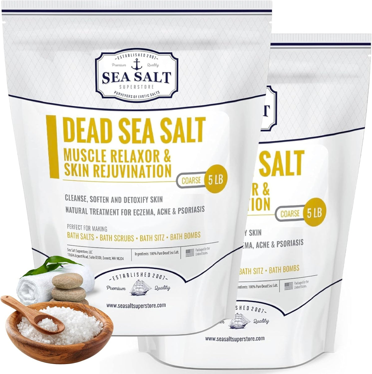 Dead Sea Salt, Fine 10 lb Bag, package front view