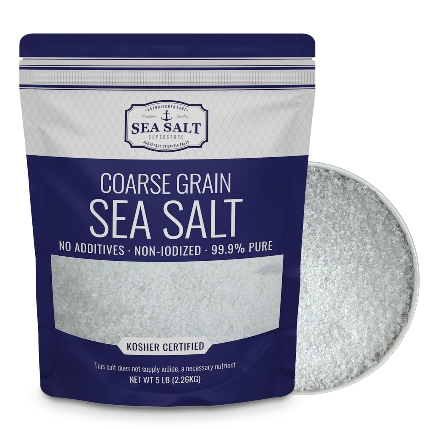 Kosher Coarse Grain Sea Salt 5 lb Bag