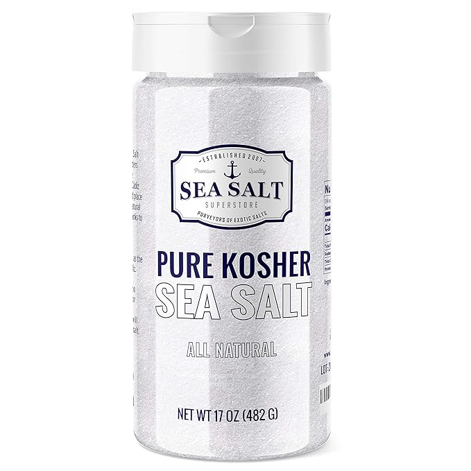 Kosher Fine Grain Sea Salt - 16 oz Shaker