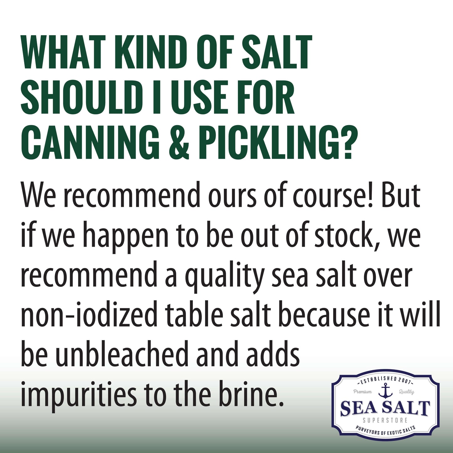 Pickling & Canning Sea Salt 2000 Lbs