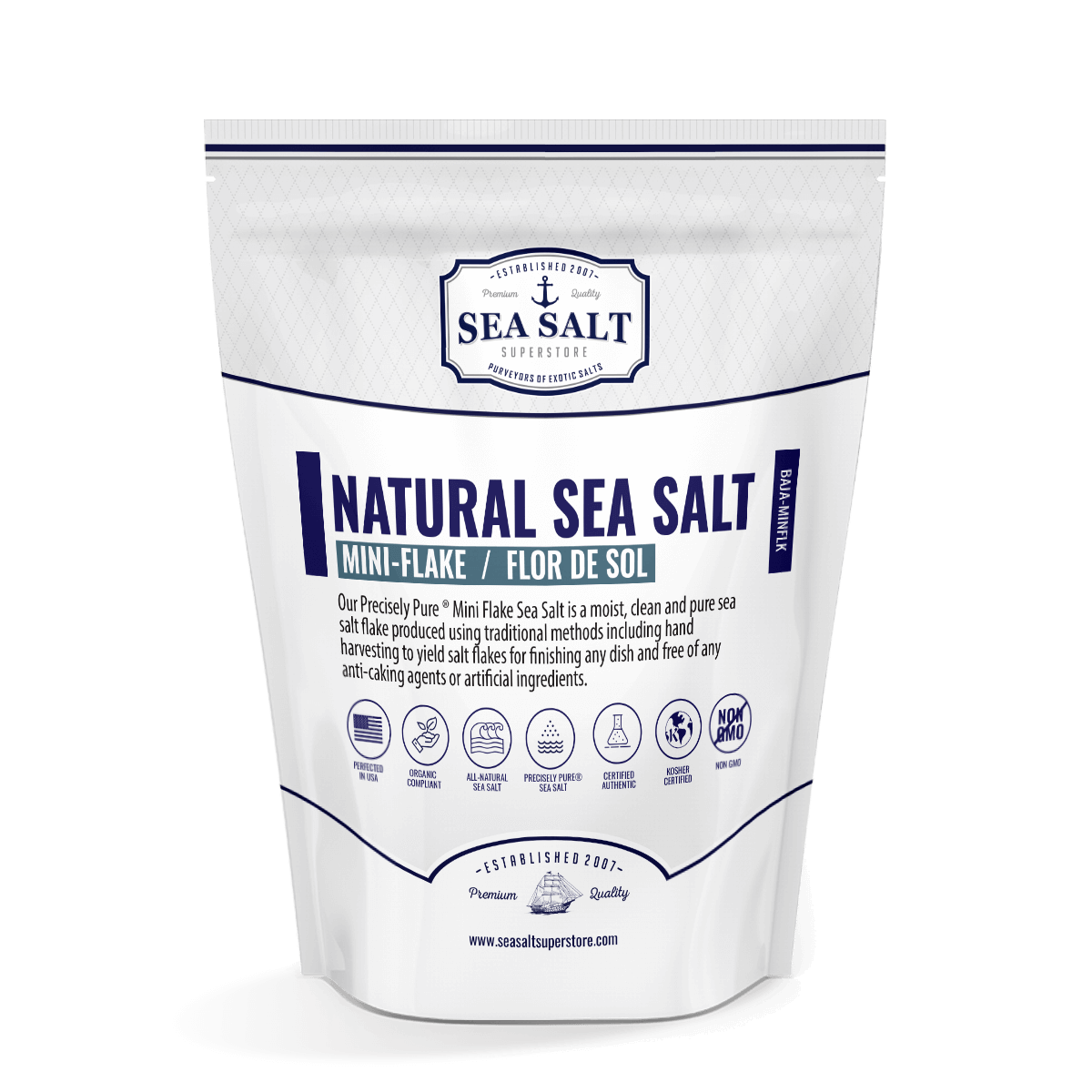 Baja Mini Flake - Fleur de Sel Sea Salt - All Natural, No Additives