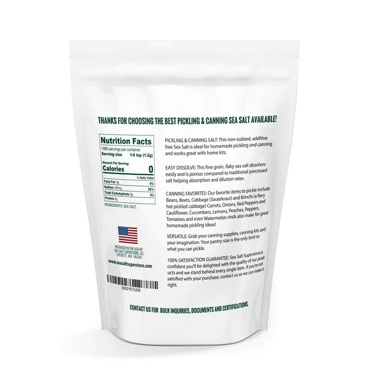 Pickling & Canning Sea Salt 2000 Lbs