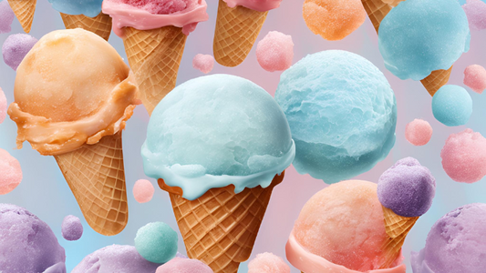 Colorful ice cream cones showcasing various flavors and textures, highlighting why salt is used in ice cream.