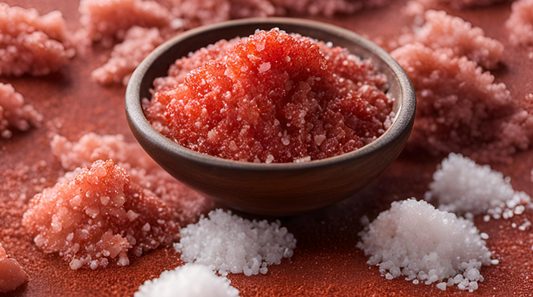 What Is Alaea Salt and Why Is It Red? A bowl of red alaea salt surrounded by white sea salt.