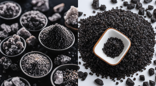What Is Hawaiian Style Black Salt, and How Is It Used? Black salt in bowls showcasing its unique texture and color.