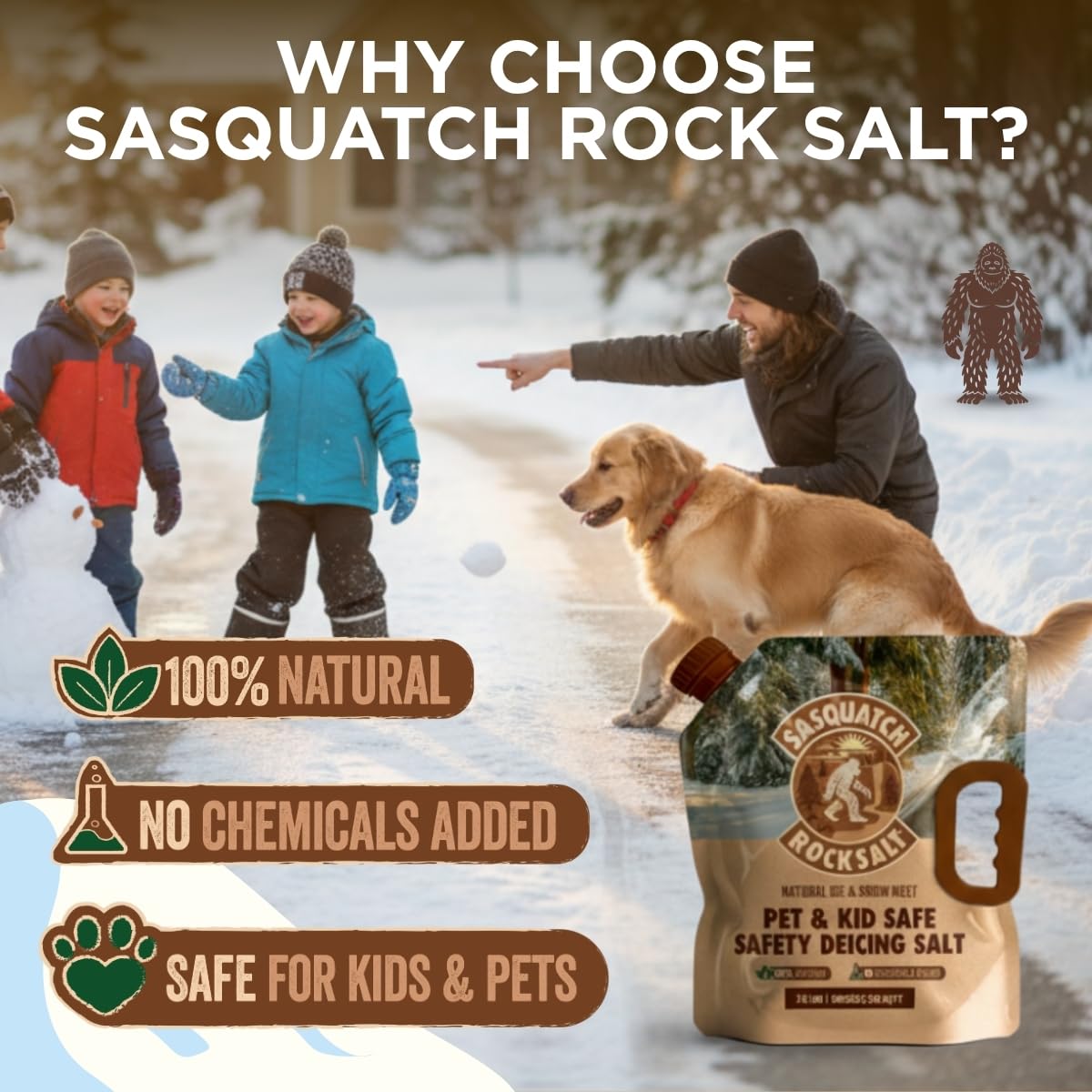 Sasquatch Rock Salt - Natural Ice & Snow Melt, Pet & Kid Safe