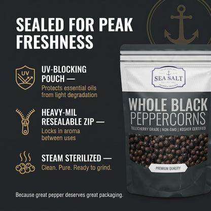 Whole Black Peppercorns - Grinder Refill