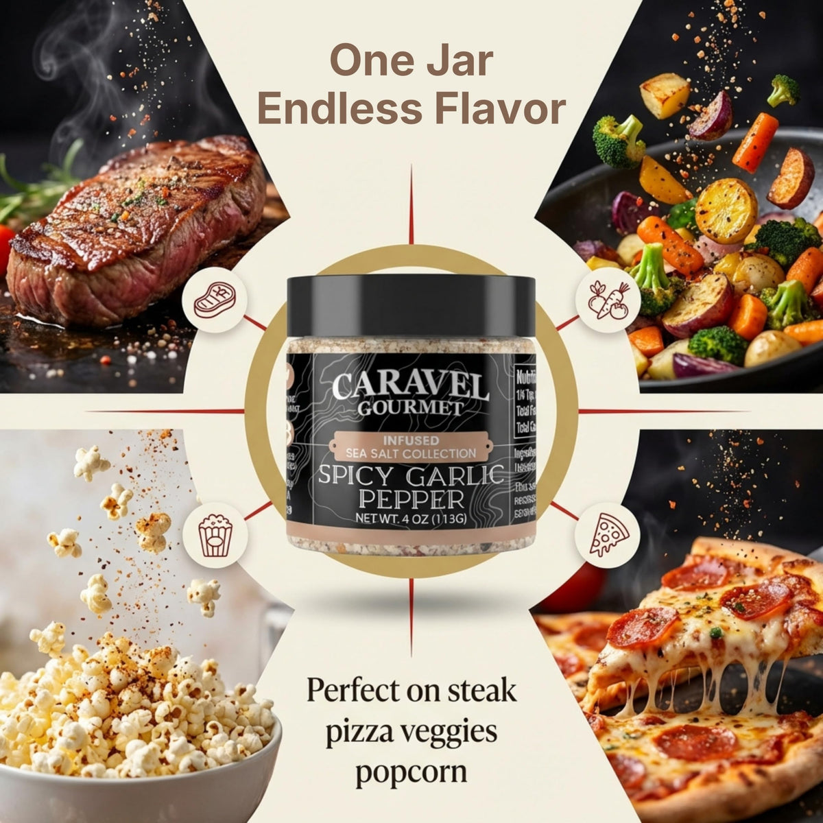 Spicy Garlic Pepper Sea Salt - 4 oz Chef Jar