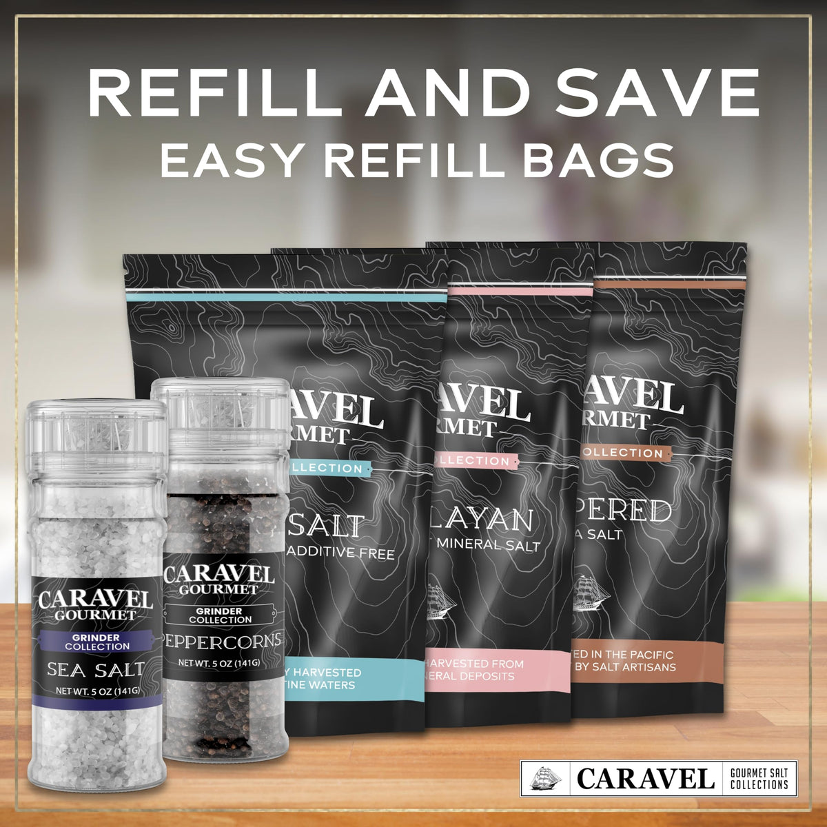 Sea Salt & Black Peppercorn Grinder Set (2-Pack)