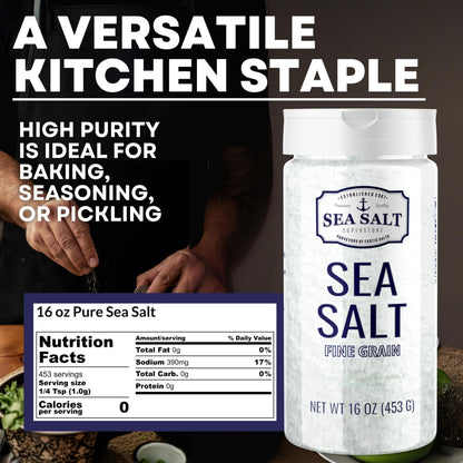 Fine Grain Sea Salt - 16 oz Shaker, product detail image 4