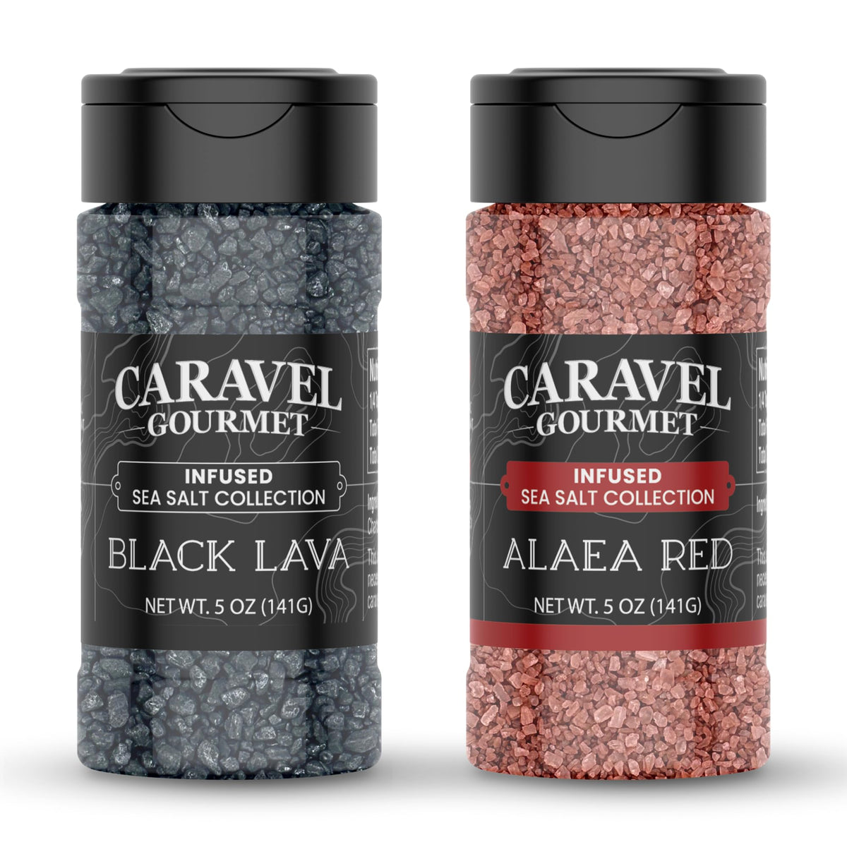 Hawaiian Sea Salt Shaker Gift Set - Alaea Red & Black Lava (2-Pack)