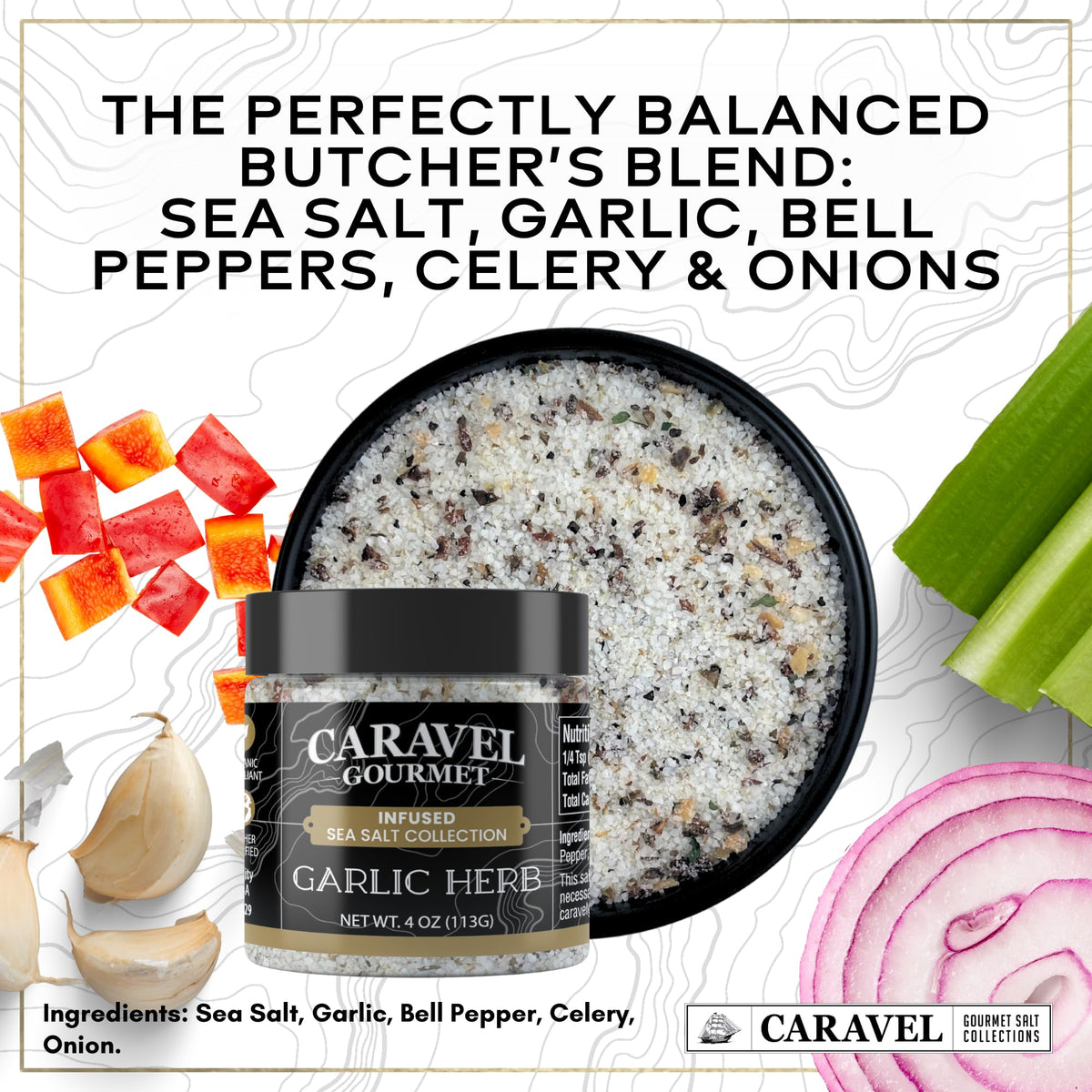 Garlic Sea Salt Gift Set - Garlic Herb, Spicy Garlic Pepper & More (3-Pack)