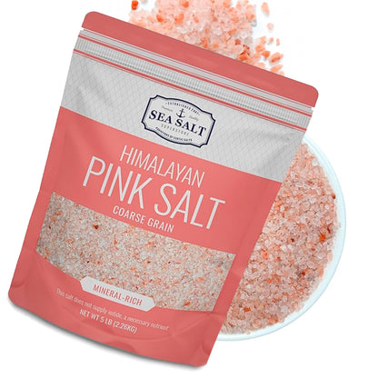 Pink Himalayan Salt, Coarse Grain Grinder Refill, 5 lb pouch