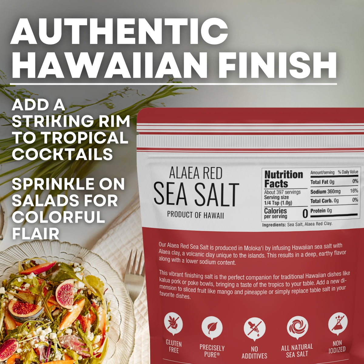 Alaea Red Sea Salt 14 oz Pouch, product detail image 4
