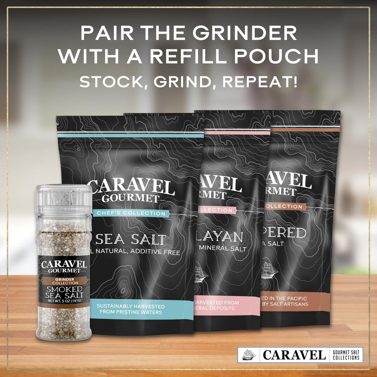 Smoked Alderwood Sea Salt - 5 oz Grinder