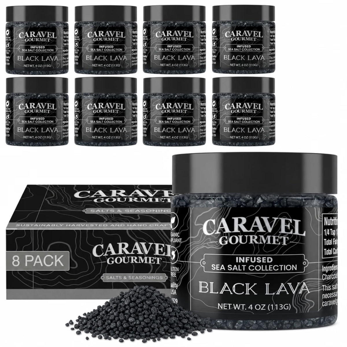 Hawaiian Style Black Lava Sea Salt - Chef Pinch Jar - Case Pack - 8 units