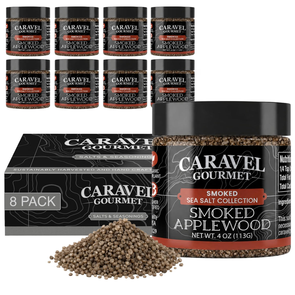 Smoked Applewood Sea Salt - Chef Pinch Jar - Case Pack - 8 units