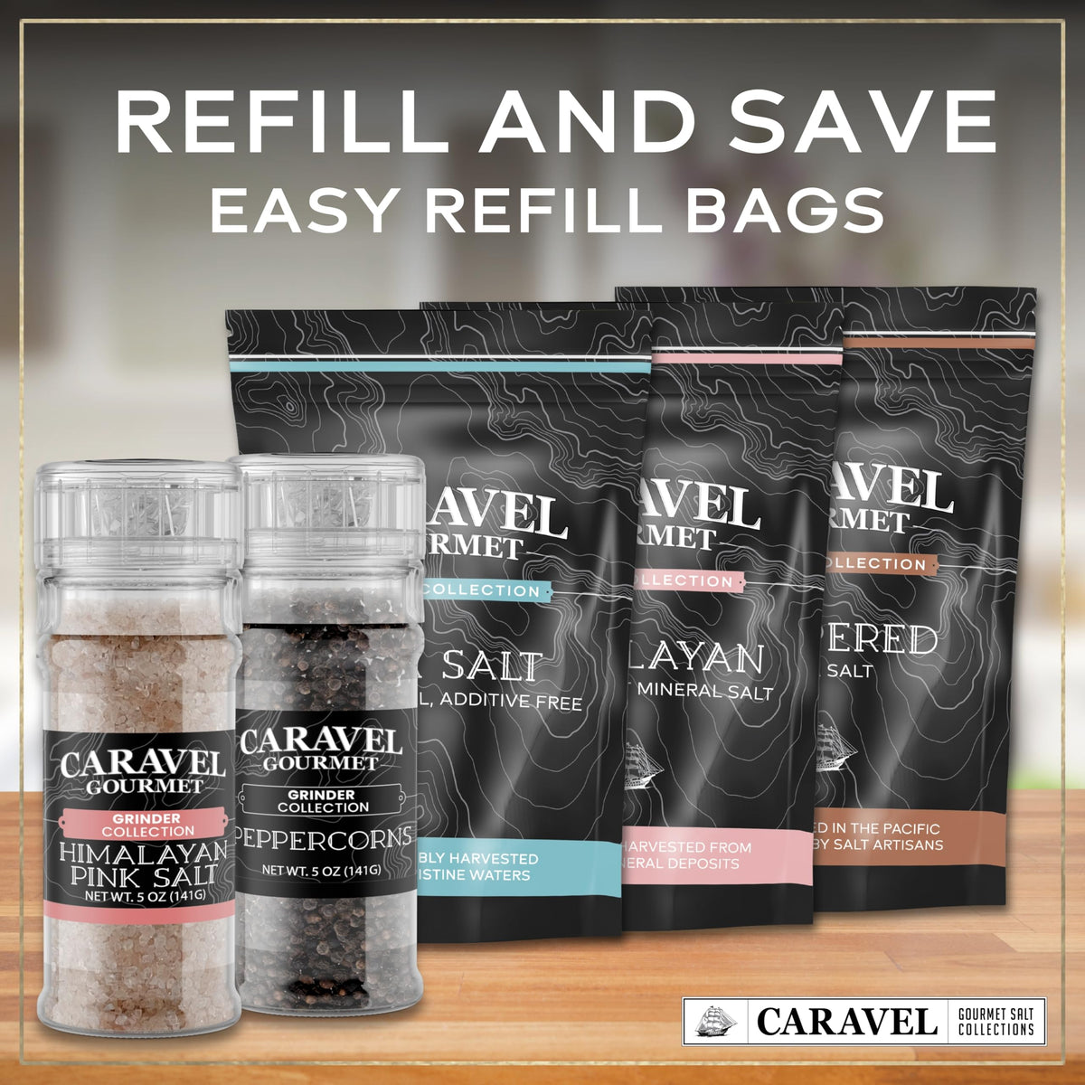 Himalayan Pink Salt & Black Peppercorn Grinder Set (2-Pack)