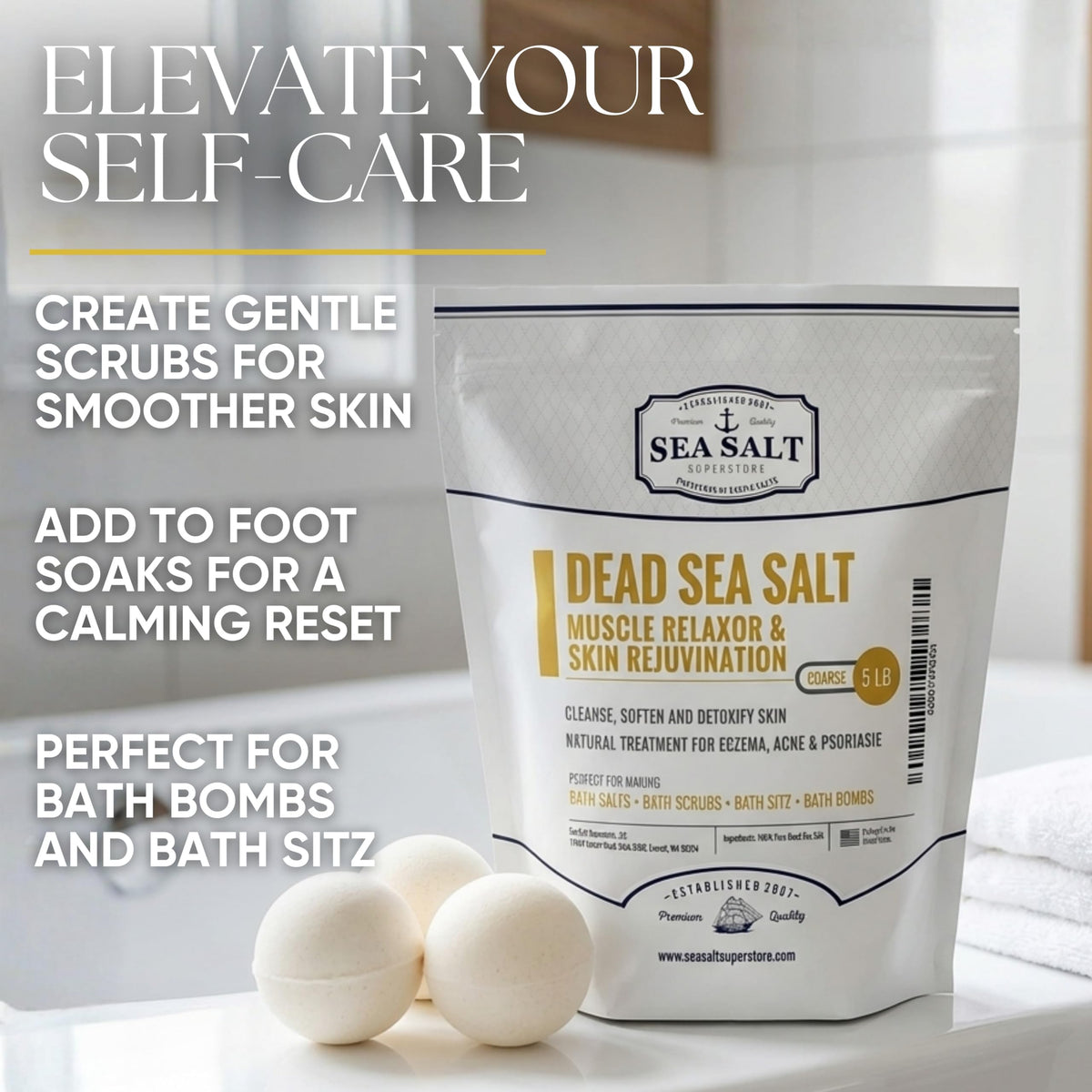 Dead Sea Bath Salt, Coarse - 5 lb Bag 2-Pack