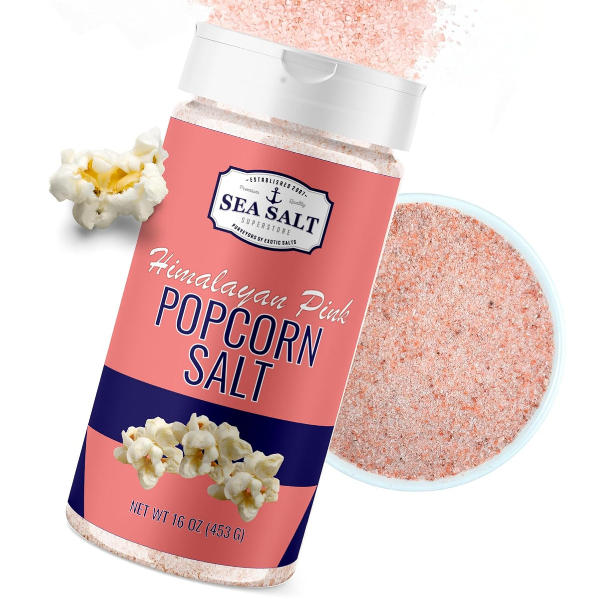 Himalayan Popcorn Salt - 16 oz Shaker, package front view