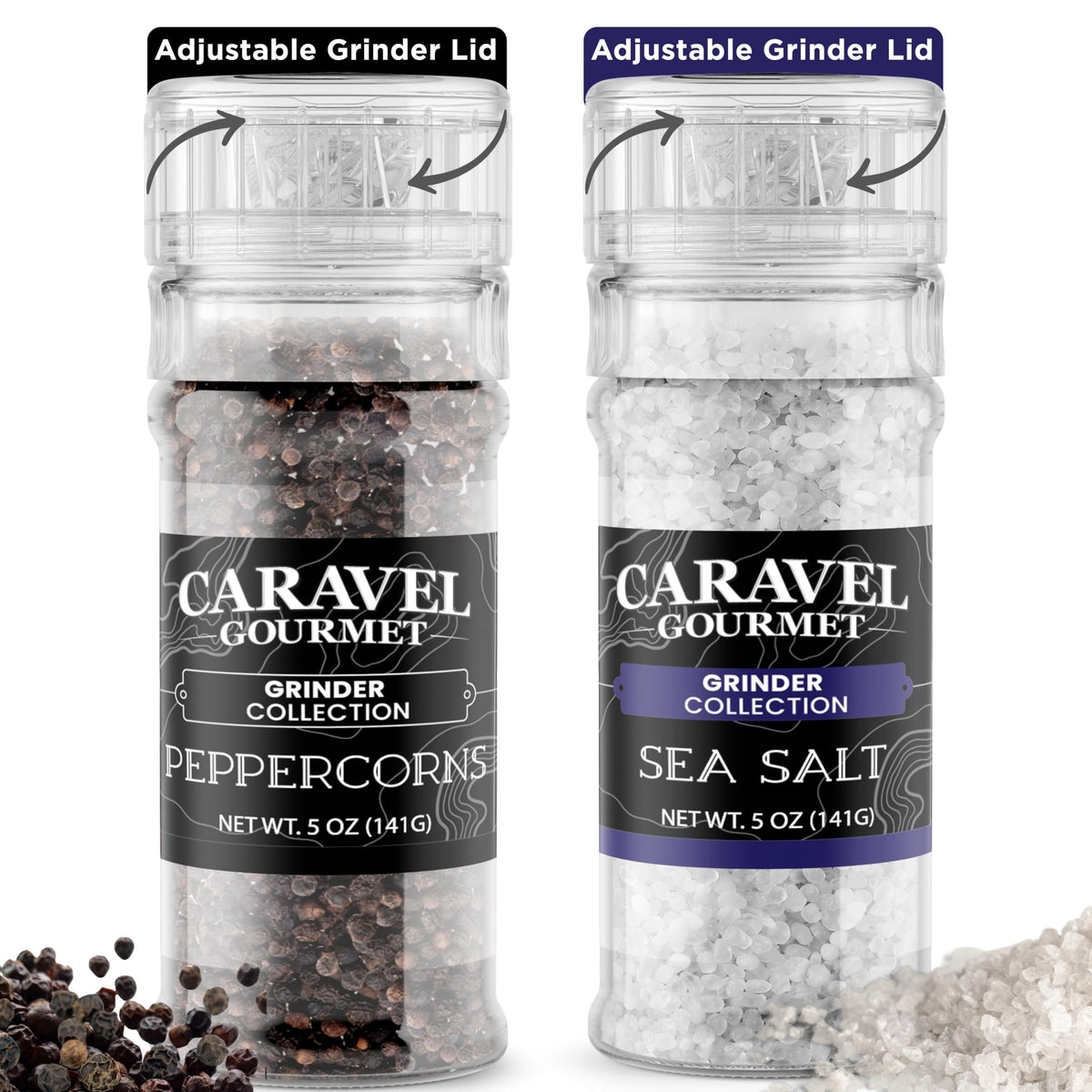 Sea Salt & Black Peppercorn Grinder Set (2-Pack)