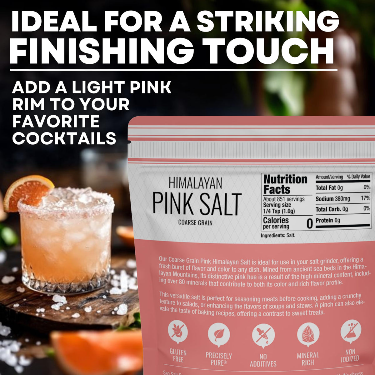 Pink Himalayan Salt, Coarse Grain Grinder Refill, 30 oz pouch - image 4
