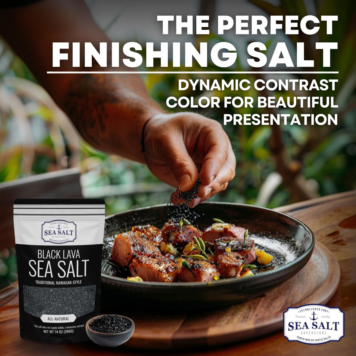 Black Lava Sea Salt - 16 oz Shaker, product detail image 3