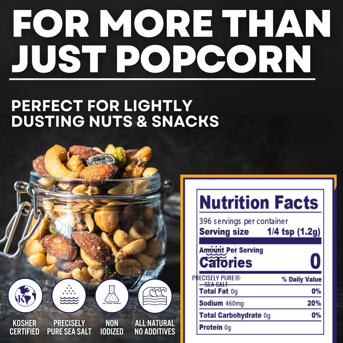 Popcorn Sea Salt - 16 oz Shaker, product detail image 4