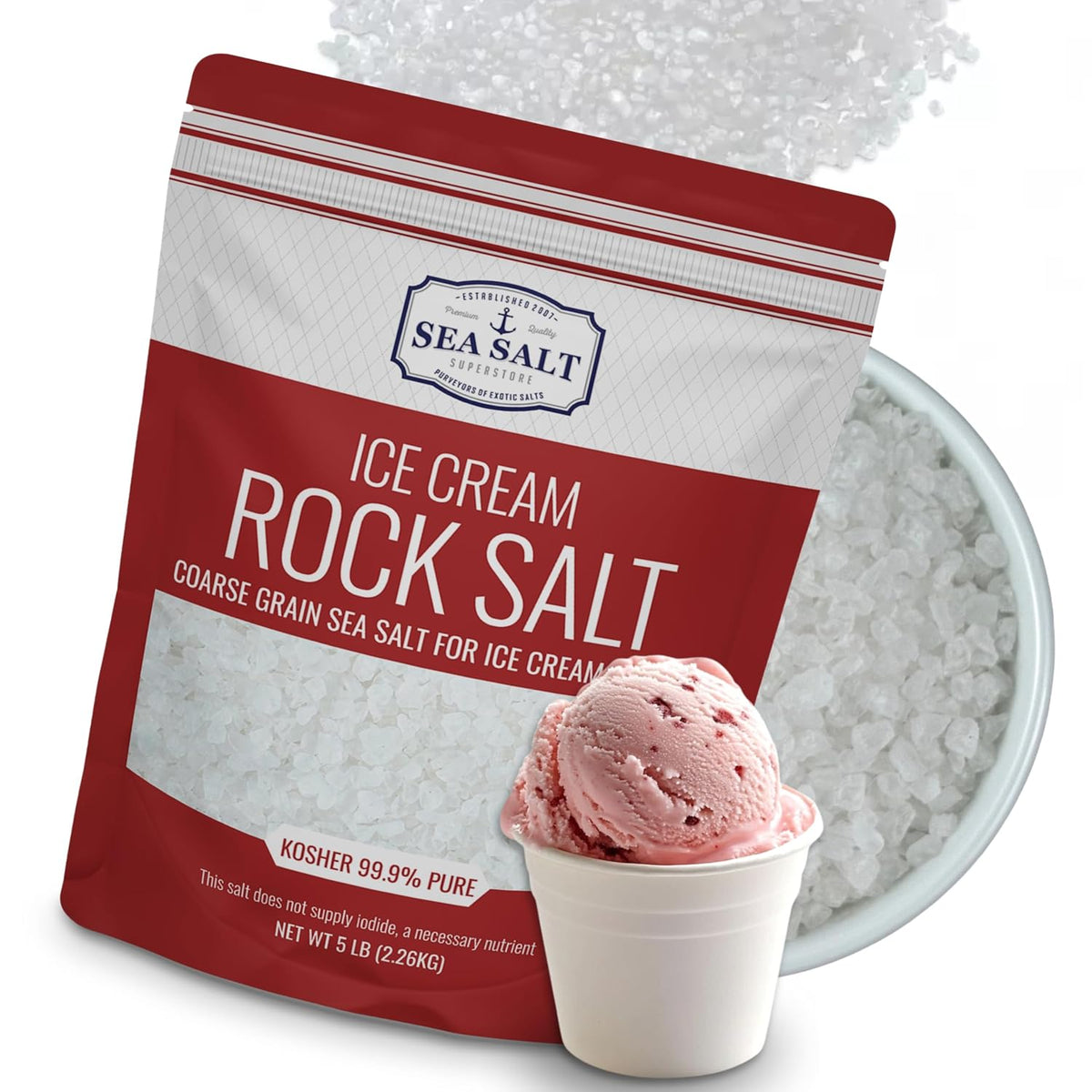 Ice Cream Rock Salt - 5 lb Bag, package front view