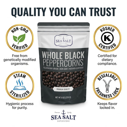 Whole Black Peppercorns - Grinder Refill
