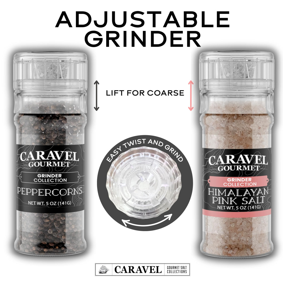 Himalayan Pink Salt & Black Peppercorn Grinder Set (2-Pack)