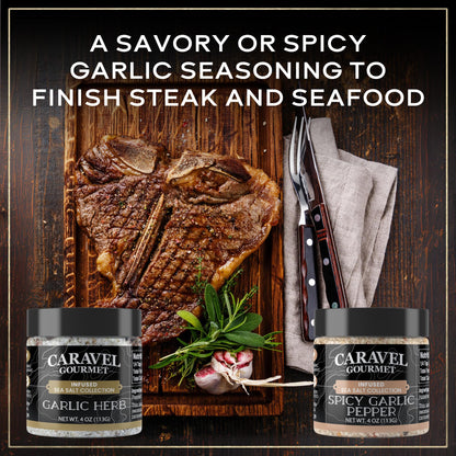 Garlic Sea Salt Gift Set - Garlic Herb, Spicy Garlic Pepper & More (3-Pack)