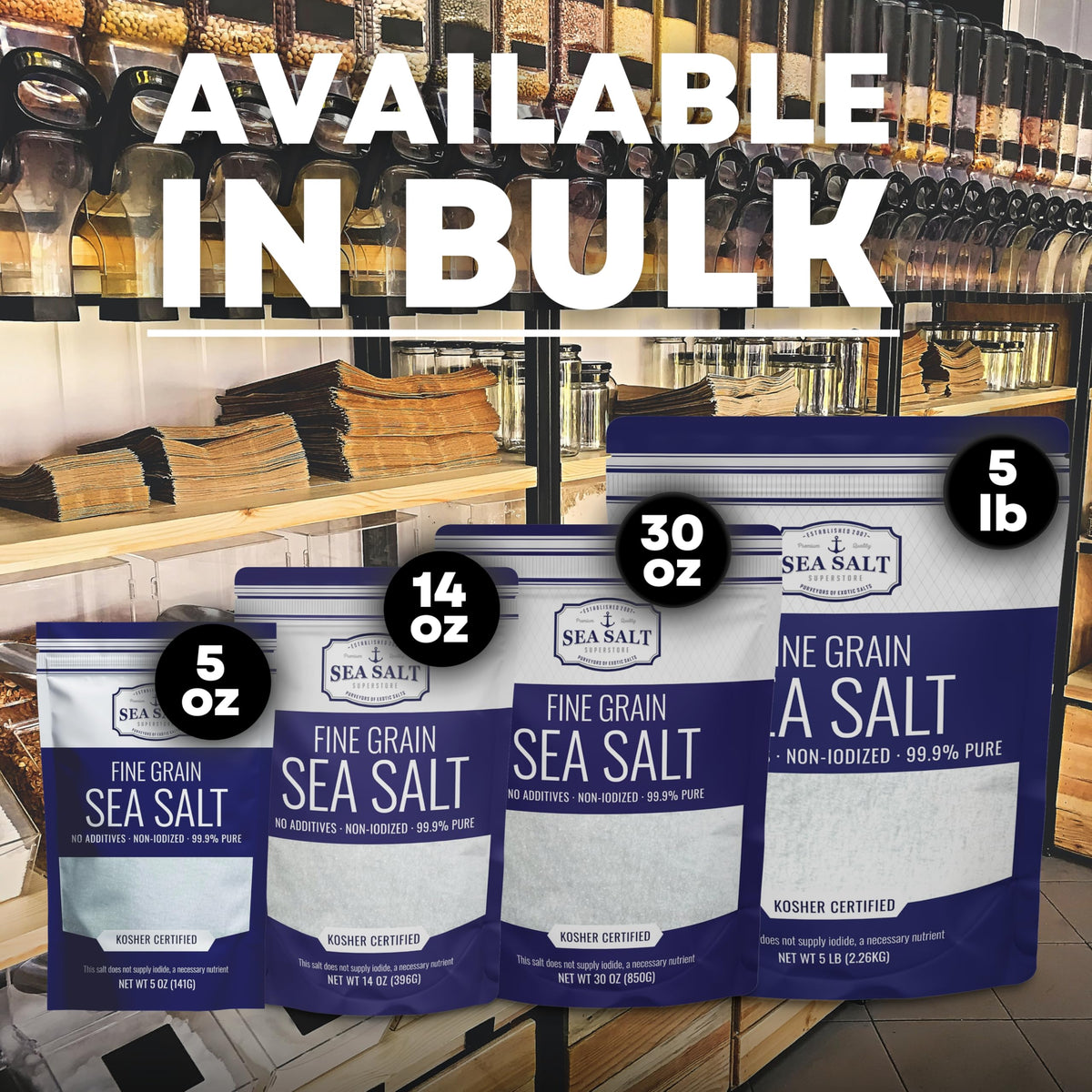 Fine Grain Sea Salt 14 oz Pouch, product detail image 5