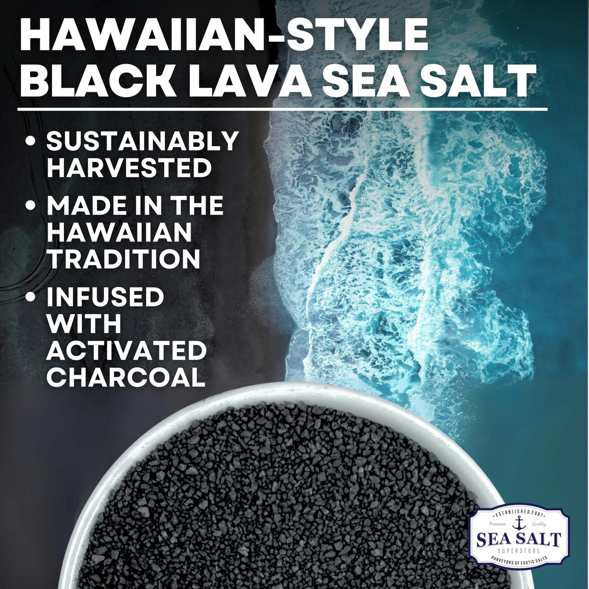 Black Lava Sea Salt - 5 lb Bag, product detail image 2