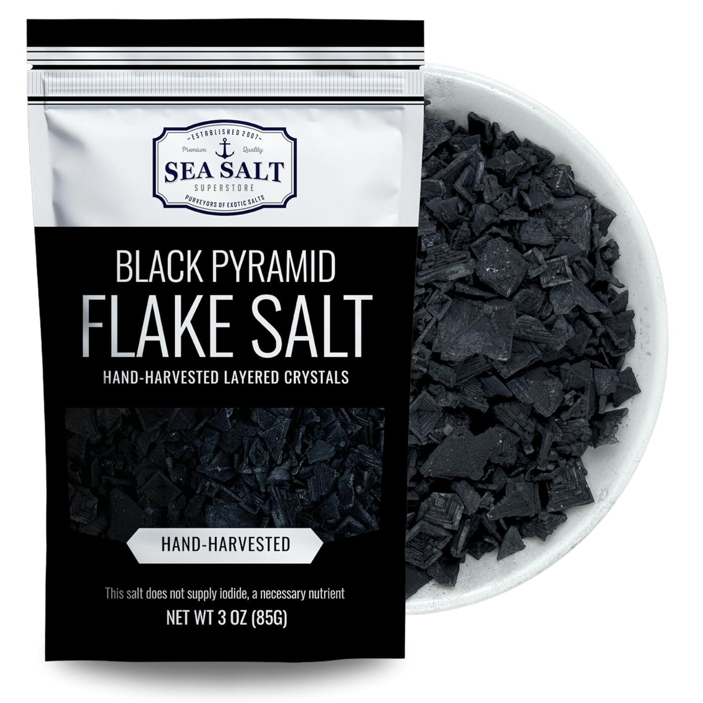 Black Pyramid Flake Sea Salt - 3 oz Pouch