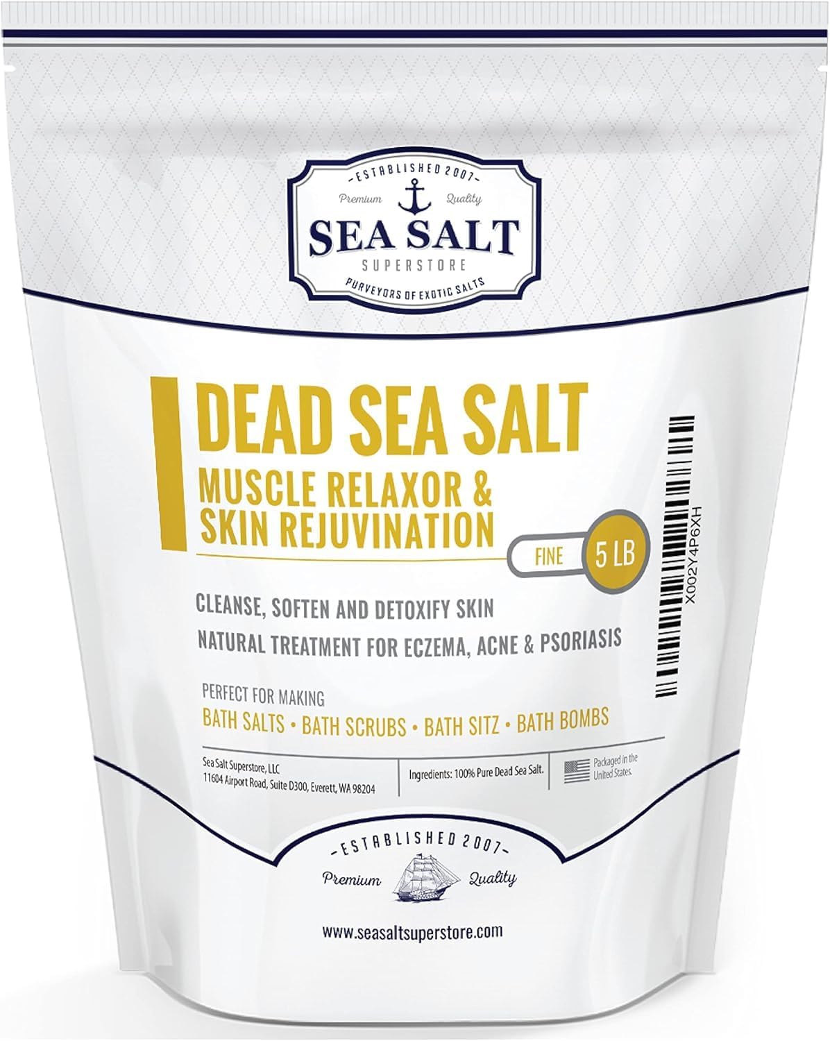 Dead Sea Salt, Fine 10 lb Pouch