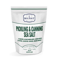 Pickling & Canning Sea Salt 5 Lbs package featuring all natural, non-iodized fine grain salt for quick dissolving.